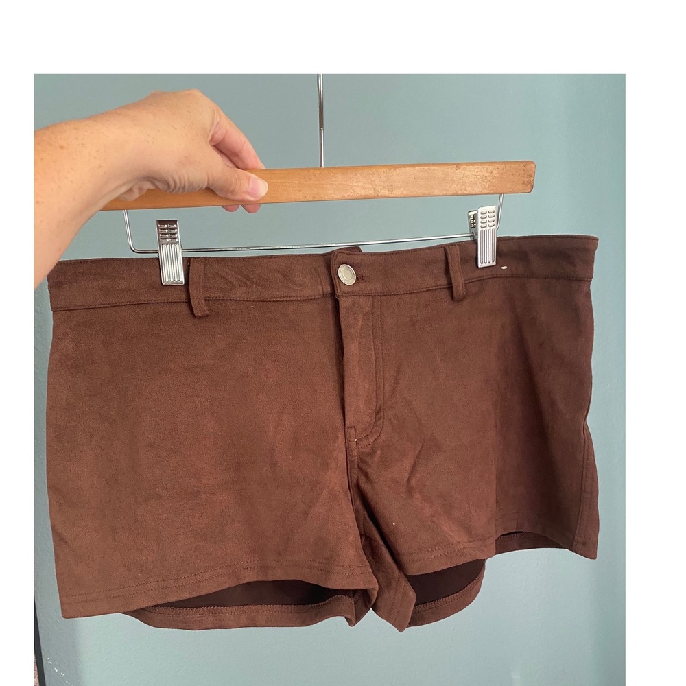 Project Rebel Brown Faux Suede Shorts Womens Size XL Chocolate Brown Mini
